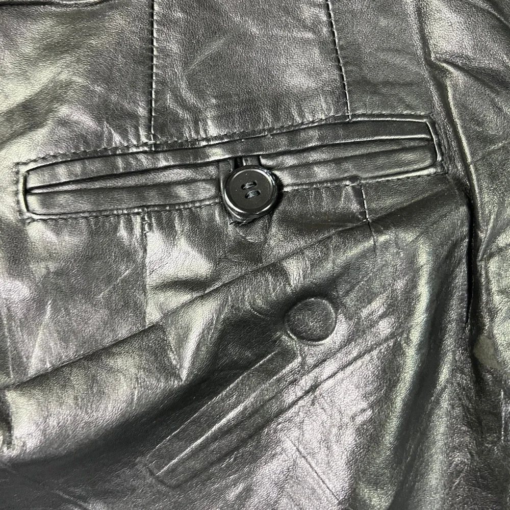 VTG Leather City Mens‎ Size 34 Pants Baggy Black Genuine Leather Pleated Lined